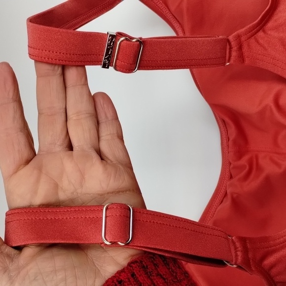 Calvin Klein swimwear women size 14 dark coral pleated on one side adj straps - Picture 4 of 7